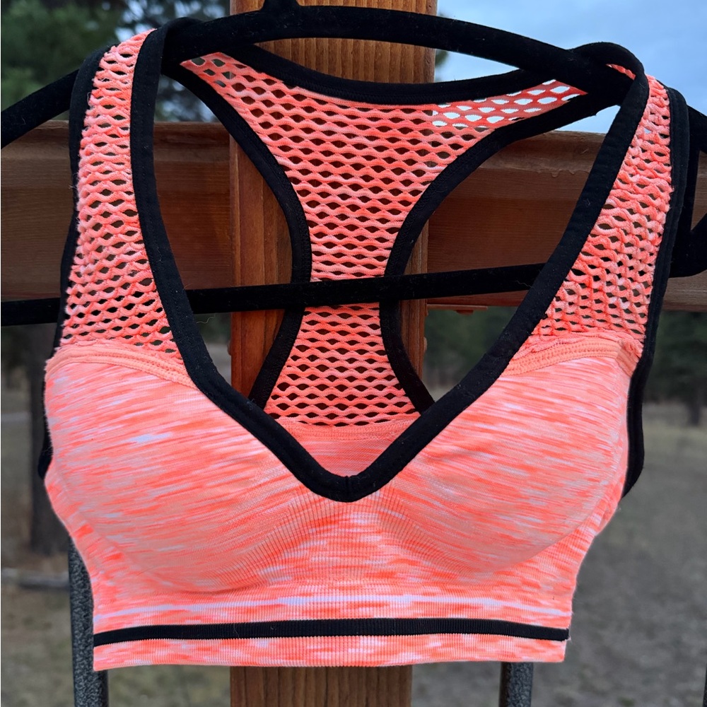 LOT OF 2 PINK Victoria's Secret Neon Pink and Purple Mesh Sports Bras